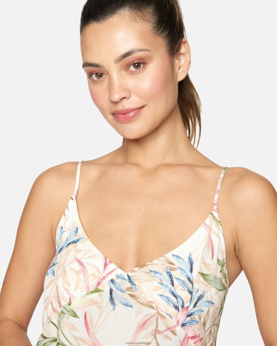 sommer palmeflæse maxikjole Kvinder creme multi tøj Hurley D404N591