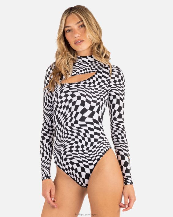 nascar moderat surfsuit Kvinder sort hvid tøj Hurley D404N501