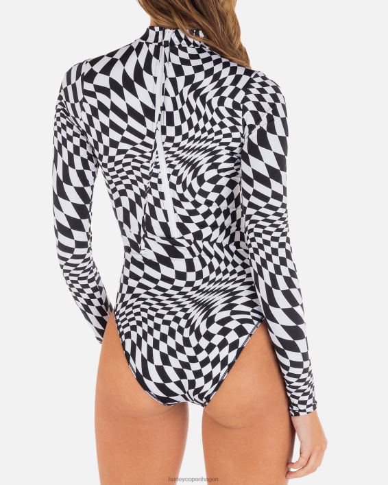 nascar moderat surfsuit Kvinder sort hvid tøj Hurley D404N501
