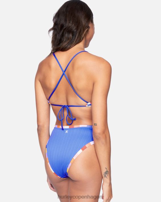 retro blok moderat højtaljet bikiniunderdel Kvinder lagune multi tøj Hurley D404N538