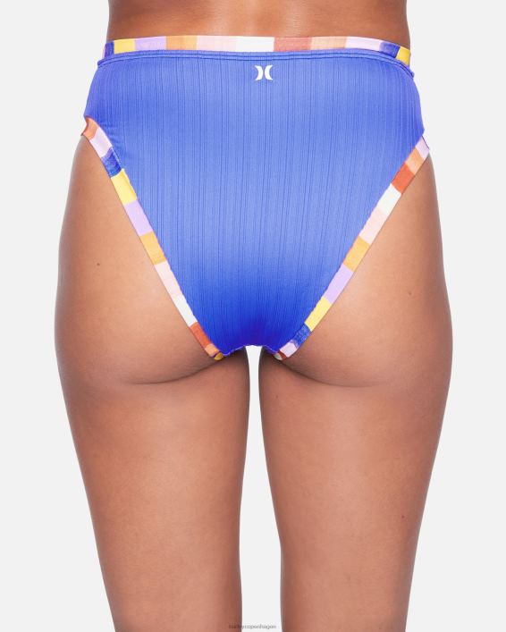 retro blok moderat højtaljet bikiniunderdel Kvinder lagune multi tøj Hurley D404N538