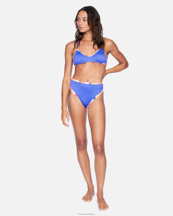 retro blok moderat højtaljet bikiniunderdel Kvinder lagune multi tøj Hurley D404N538