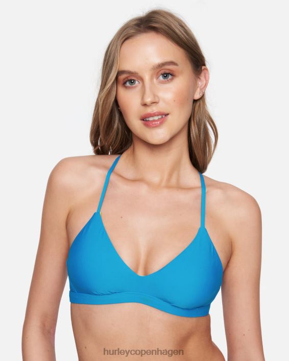 solid justerbar bikini top Kvinder blå beat/neon lime tøj Hurley D404N488
