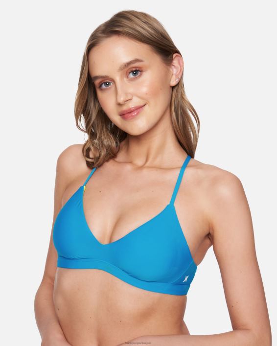 solid justerbar bikini top Kvinder blå beat/neon lime tøj Hurley D404N488
