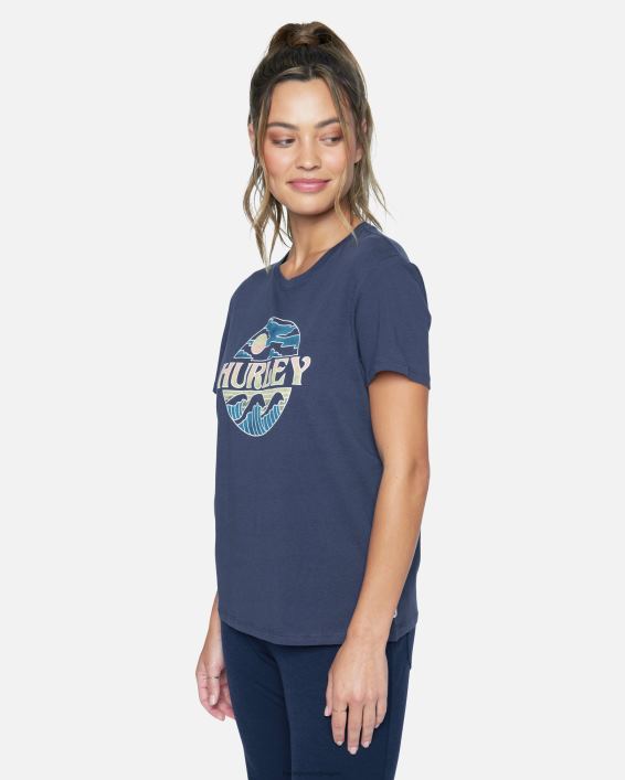 besætning vasket afslappet kæreste tee Kvinder humør indigo tøj Hurley D404N576