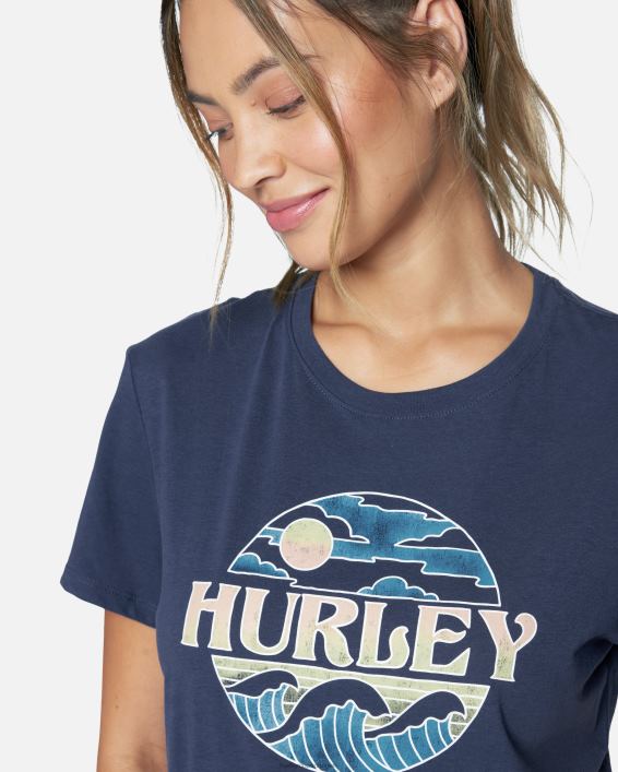 besætning vasket afslappet kæreste tee Kvinder humør indigo tøj Hurley D404N576