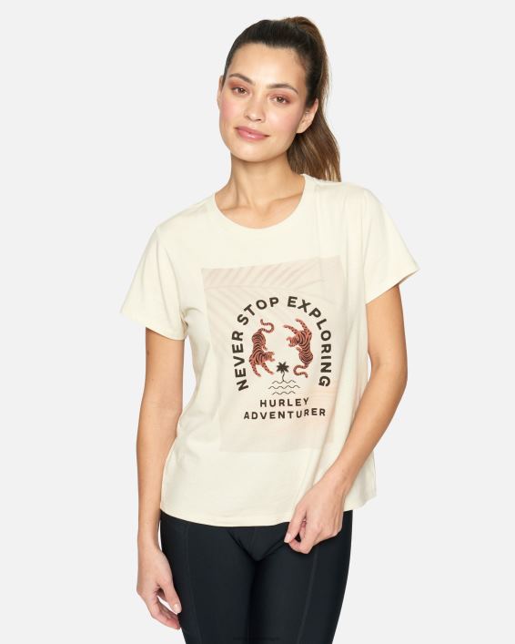 eventyrer klassisk t-shirt Kvinder hvid vintage tøj Hurley D404N567