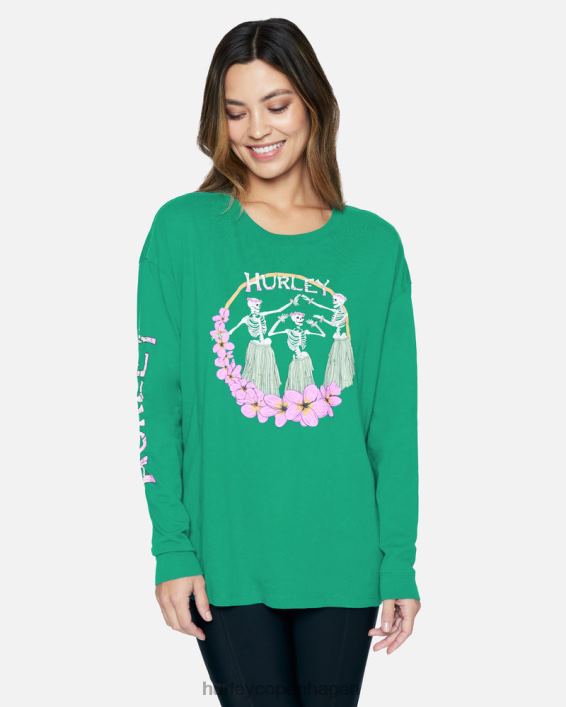 hulaskel oversized langærmet t-shirt Kvinder antik grøn tøj Hurley D404N564