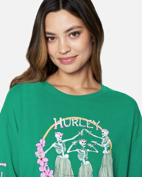 hulaskel oversized langærmet t-shirt Kvinder antik grøn tøj Hurley D404N564