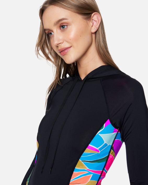 isla pullover langærmet hættetrøje rashguard Kvinder sort tøj Hurley D404N490