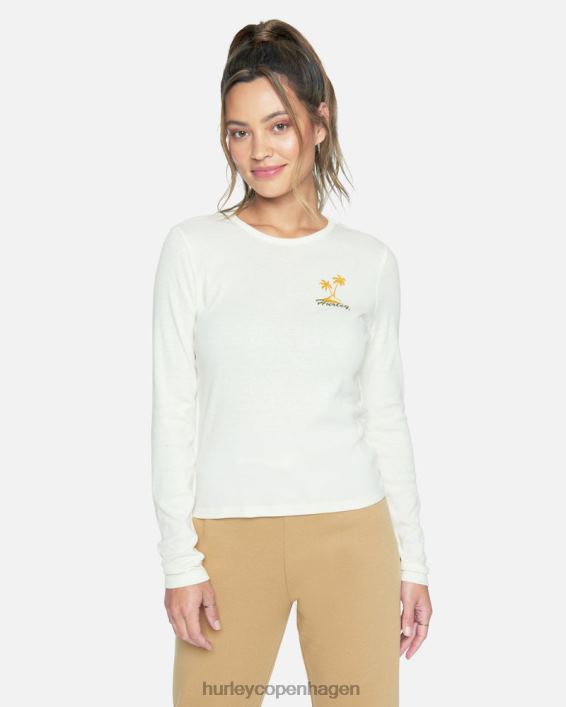 sna langærmet rib-t-shirt Kvinder skumfidus tøj Hurley D404N560