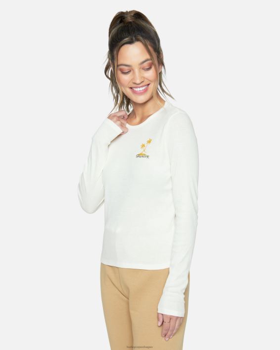 sna langærmet rib-t-shirt Kvinder skumfidus tøj Hurley D404N560