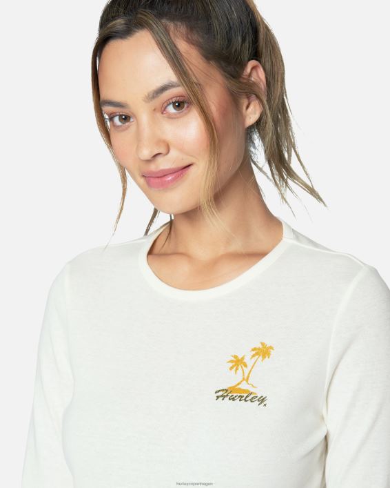 sna langærmet rib-t-shirt Kvinder skumfidus tøj Hurley D404N560