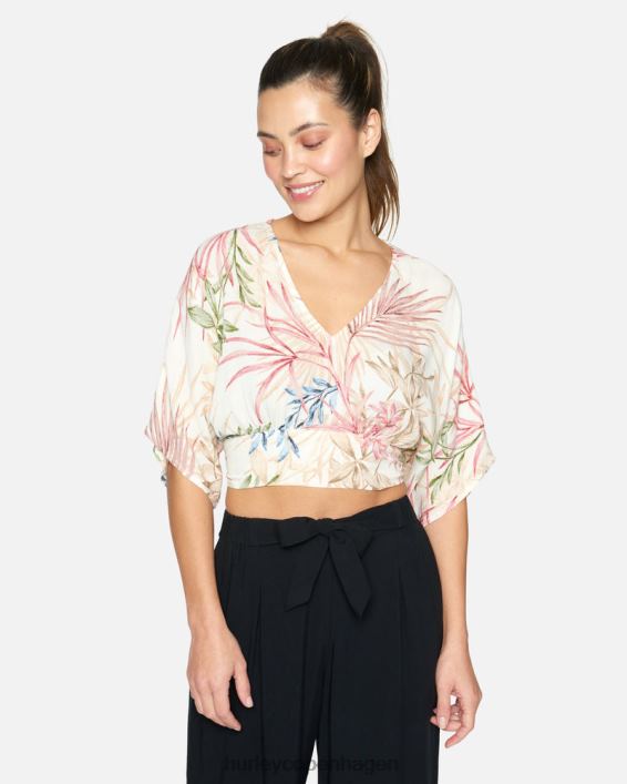 sommer palme flæse top Kvinder creme multi tøj Hurley D404N549