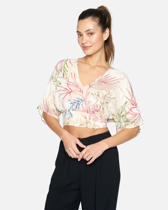 sommer palme flæse top Kvinder creme multi tøj Hurley D404N549
