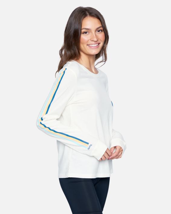 stripe waves klassisk langærmet t-shirt Kvinder tofu tøj Hurley D404N573