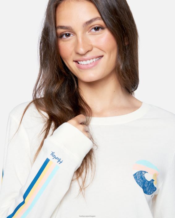 stripe waves klassisk langærmet t-shirt Kvinder tofu tøj Hurley D404N573
