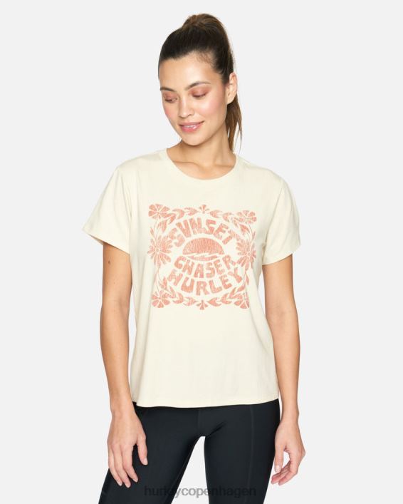 sunset chaser klassisk t-shirt Kvinder hvid vintage tøj Hurley D404N555
