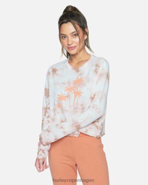 taryn tie dye beskåret langærmet t-shirt Kvinder is kaffe tøj Hurley D404N577