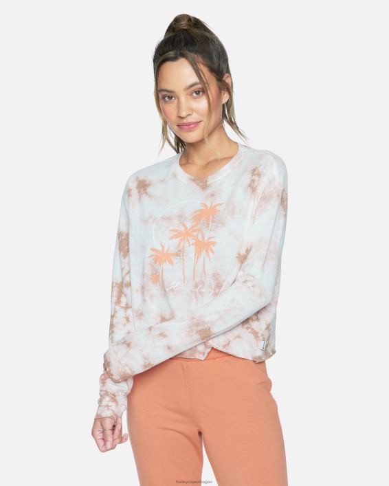 taryn tie dye beskåret langærmet t-shirt Kvinder is kaffe tøj Hurley D404N577
