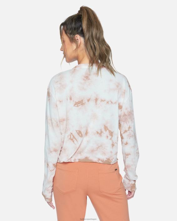 taryn tie dye beskåret langærmet t-shirt Kvinder is kaffe tøj Hurley D404N577