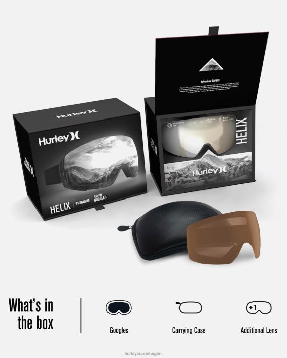 helix voksen snebriller + magnetisk linse Mænd sølv spejl tilbehør Hurley D404N458
