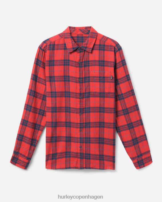 Portland økologisk flannel skjorte Mænd kongelig rød tøj Hurley D404N386