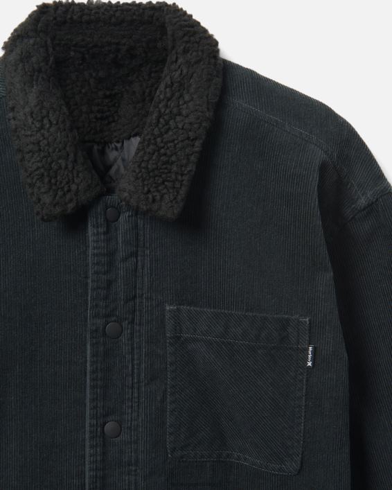 bixby cord sherpa foret langærmet skjorte Mænd mørk stengrå tøj Hurley D404N318