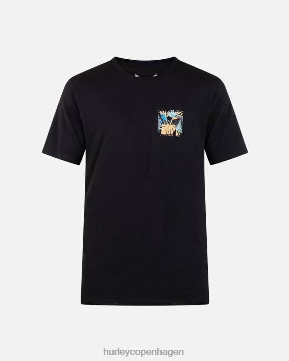 hverdags-t-shirt med fire hjørner med korte ærmer Mænd sort tone tøj Hurley D404N12