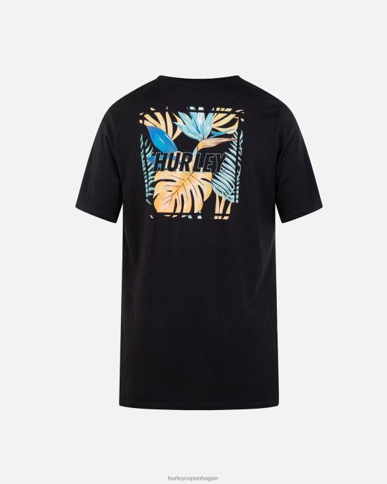 hverdags-t-shirt med fire hjørner med korte ærmer Mænd sort tone tøj Hurley D404N12
