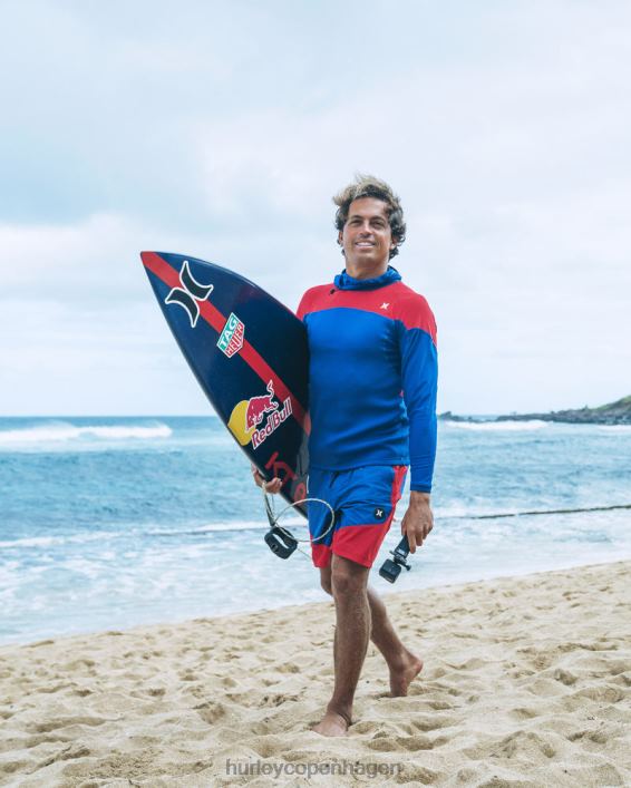 kai lenny x coast guard langærmet surftop med hætte Mænd dyb kongeblå tøj Hurley D404N271