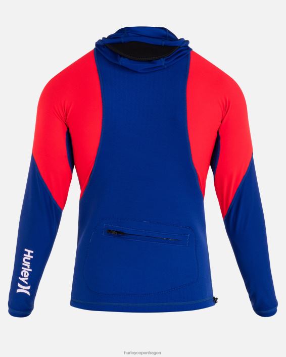 kai lenny x coast guard langærmet surftop med hætte Mænd dyb kongeblå tøj Hurley D404N271